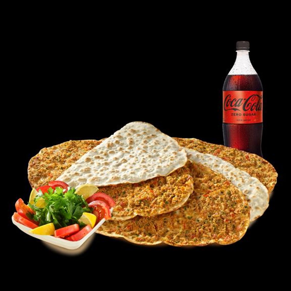 10 adet lahmacun ve 1 litre Coca-Cola içeren menü